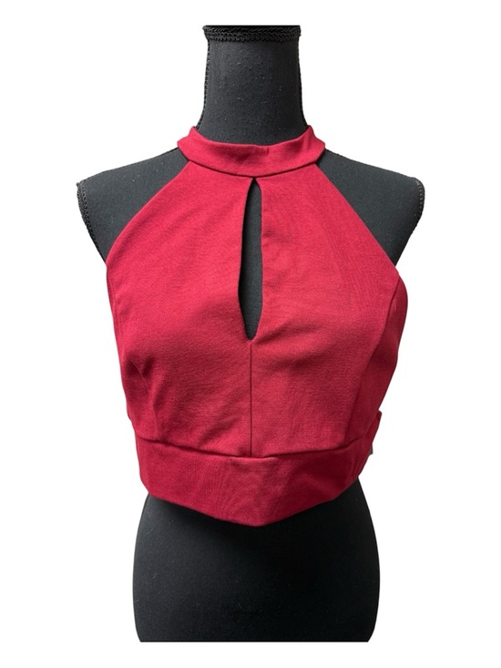 Lulus Tops - NWT Lulus Burgundy Halter Crop Top Lace Back Keyhole Party Club XL Chic Sexy
